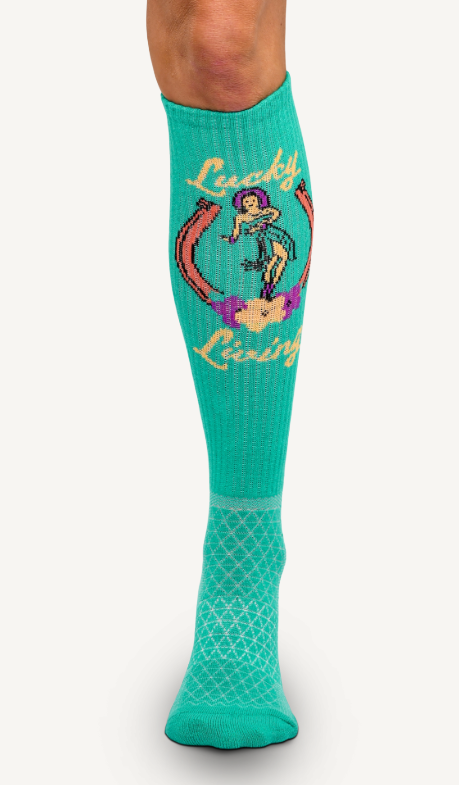 Lucky Chuck - Lucky Living Island Cowgirl Turquiose Performance Socks