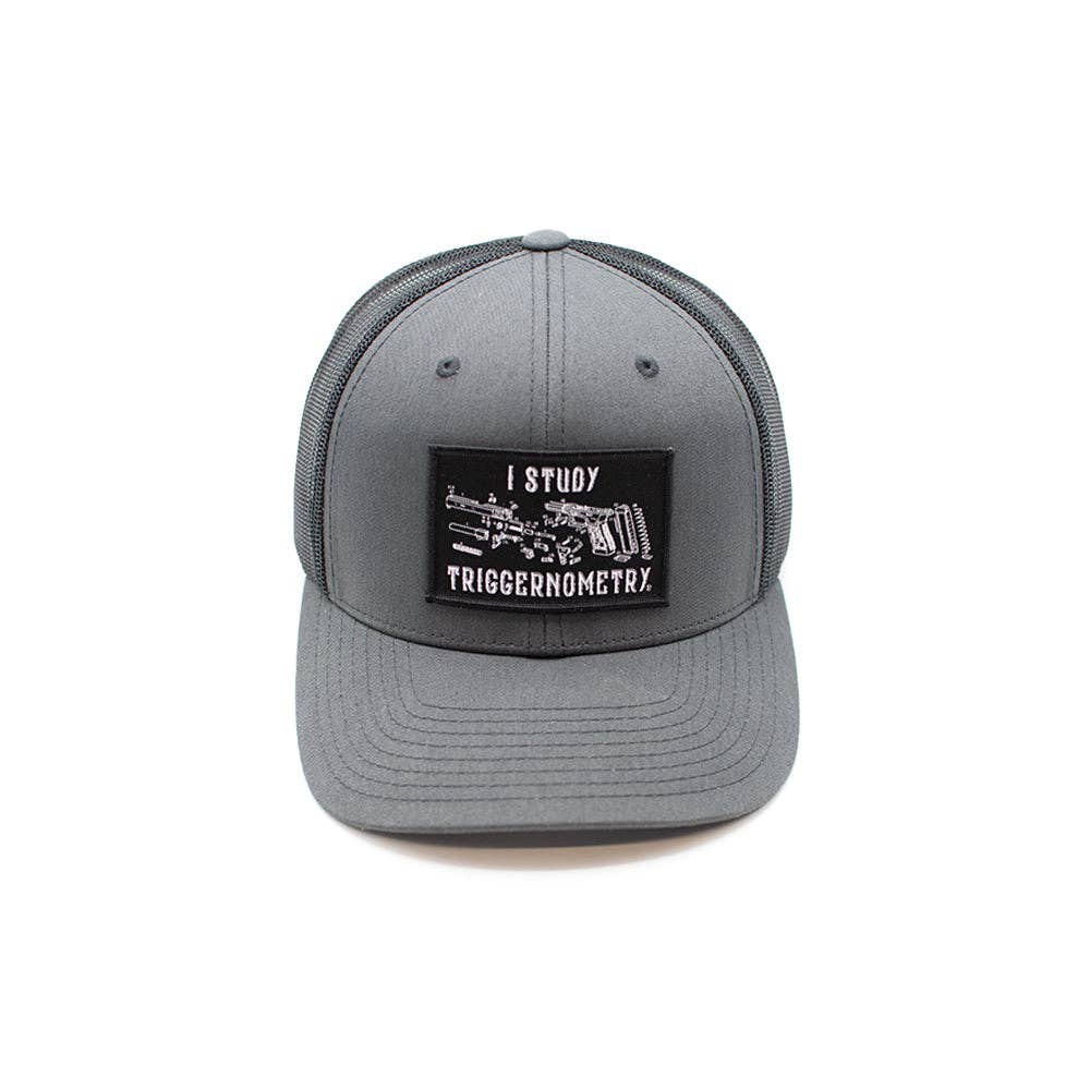 Shield Republic LLC - I Study Triggernometry Woven Patch Hat: Curved Bill Snapback / Camo And Black