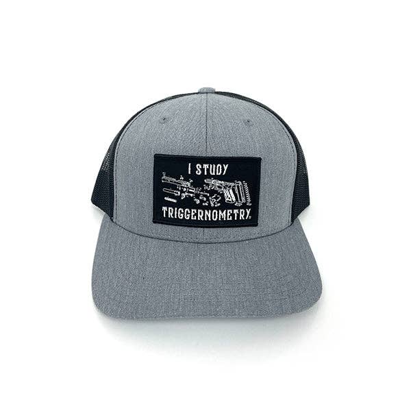 Shield Republic LLC - I Study Triggernometry Woven Patch Hat: Curved Bill Snapback / Camo And Black