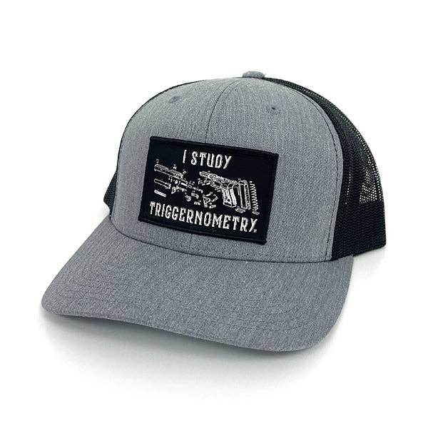 Shield Republic LLC - I Study Triggernometry Woven Patch Hat: Curved Bill Snapback / Camo And Black