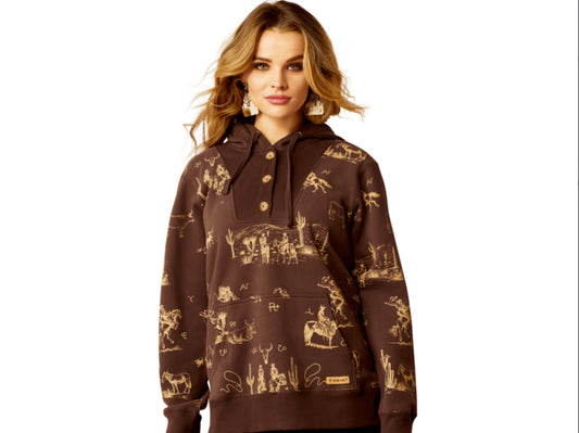 ARIAT WOMENS RANCHIN’ HOOD RANCHIN’ PRINT LONG SLEEVE