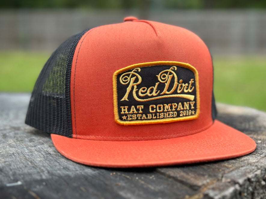 RED DIRT HAT CO GUITAR CAP BURNT ORANGE/BLACK 5 PANEL