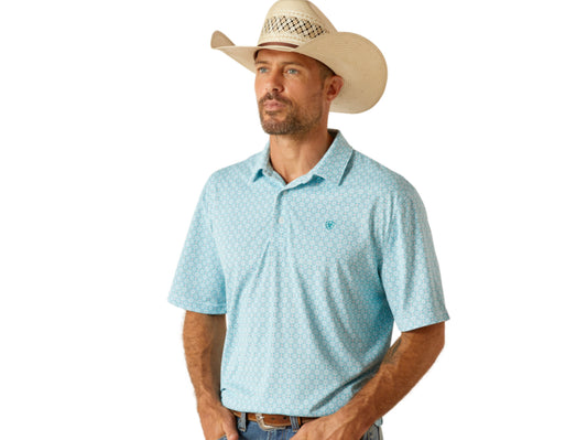 ARIAT MENS ALL OVER PRINT SHORT SLEEVE POLO