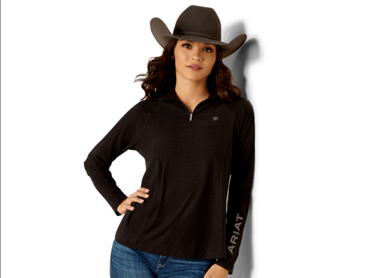 ARIAT WOMENS LAGUNA 2.0 1/4 ZIP LONG SLEEVE TOP