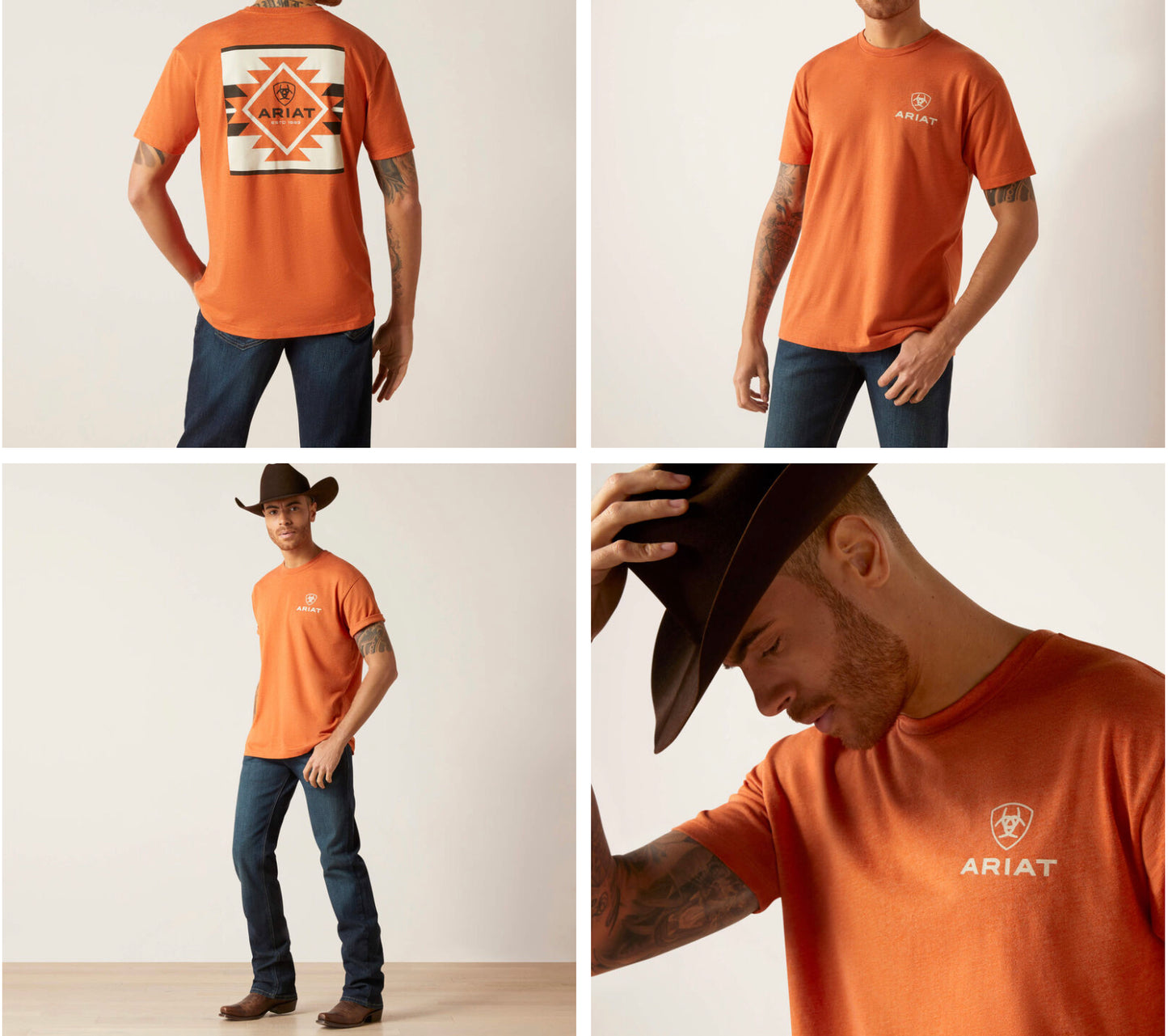 ARIAT MENS SOUTHWEST BOX SHORT SLEEVE TSHIRT IN ADOBE HEATHER