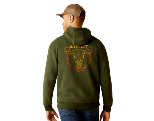 ARIAT MENS BARBWIRE SKULL HOODIE