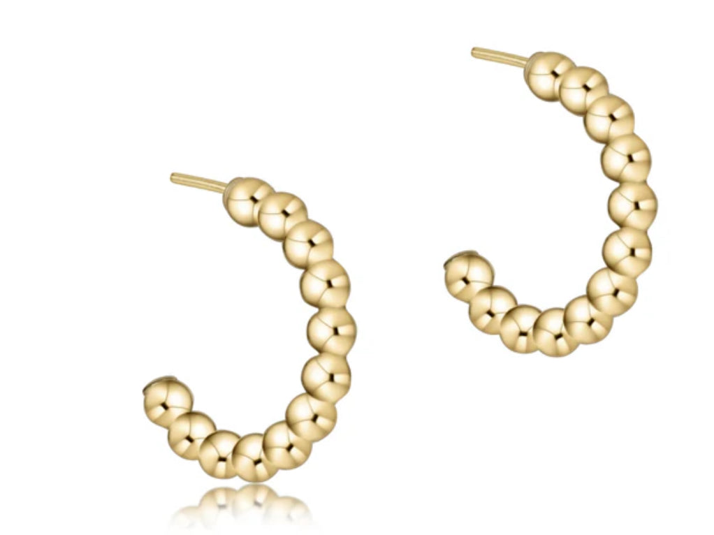 E NEWTON BEADED CLASSIC 1” POST HOOP 3 MM GOLD