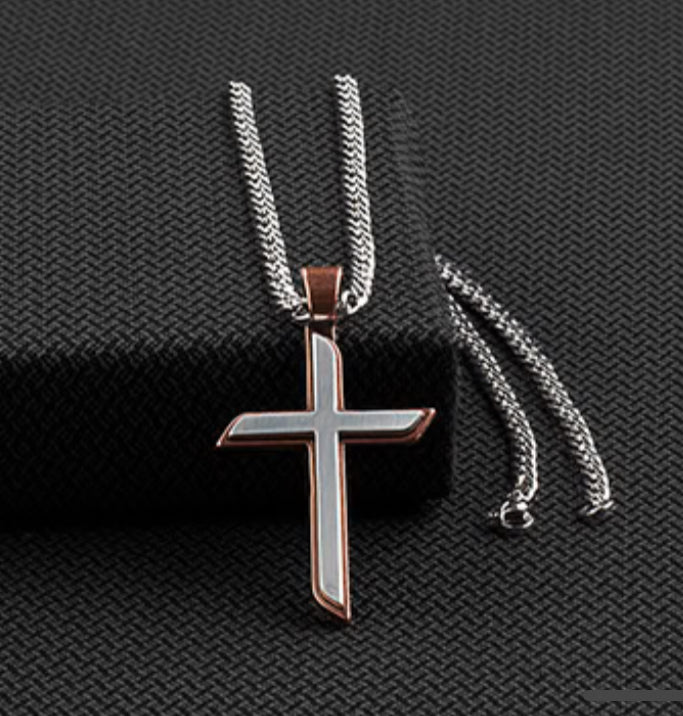 TWISTER 24” 2 TONE CROSS NECKLACE