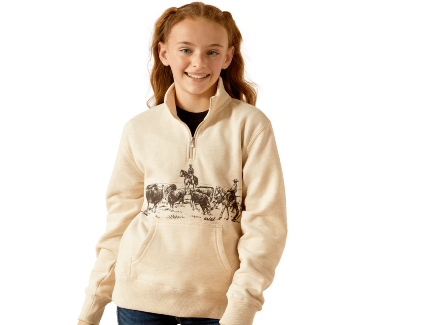 ARIAT GIRLS PASTURE 1/4 ZIP SWEATSHIRT