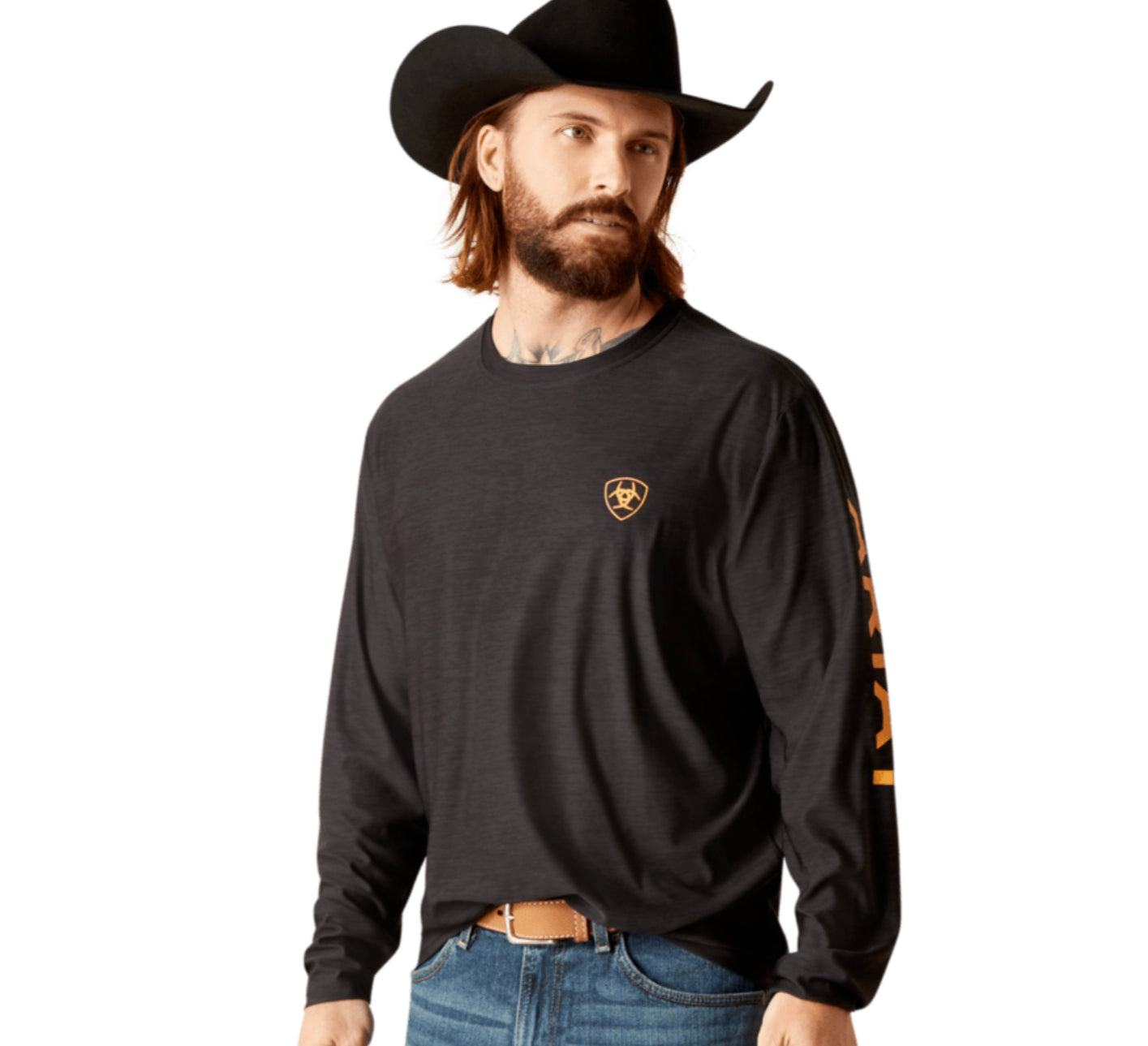 ARIAT MENS CHARGER LOGO LONG SLEEVE T-SHIRT