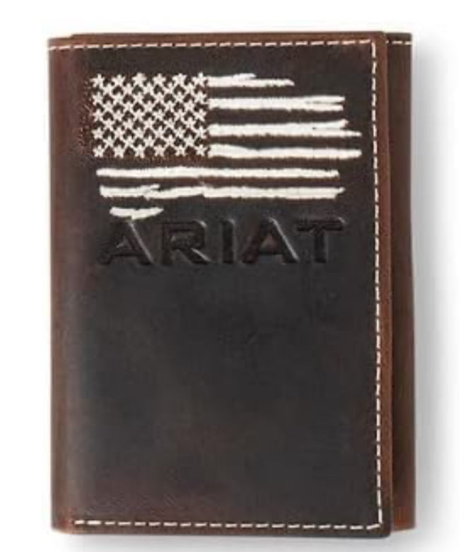 ARIAT TRIFOLD AMERICAN FLAG STITCHED WALLET