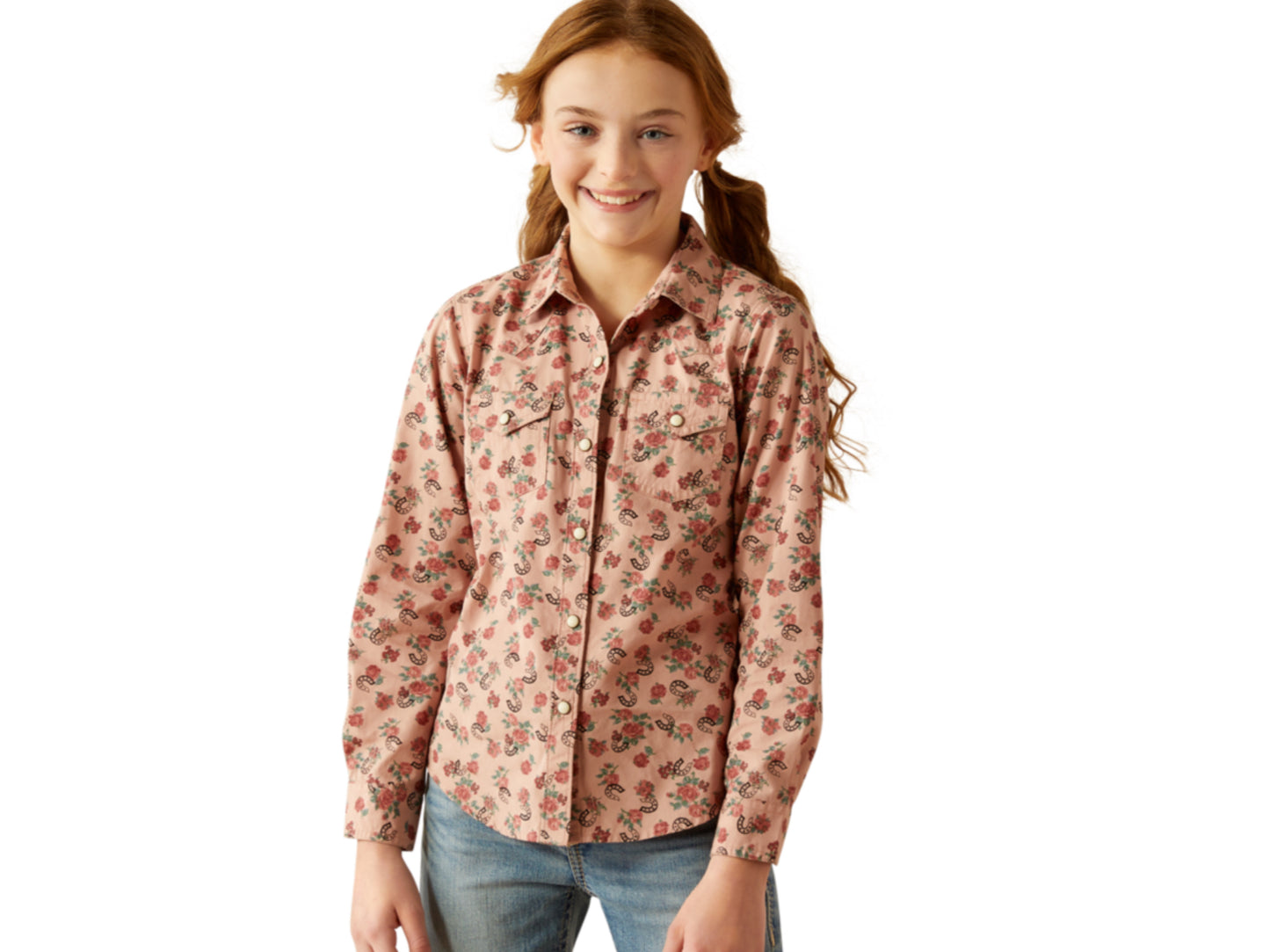 ARIAT GIRLS FLOWERS N’ HORSESHE SHIRT