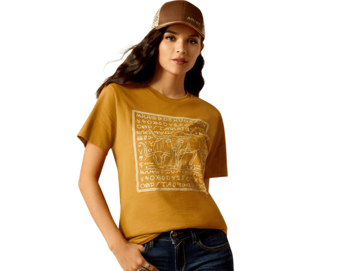 ARIAT WOMENS LONGHORN BRAND SHORT SLEEVE TEE