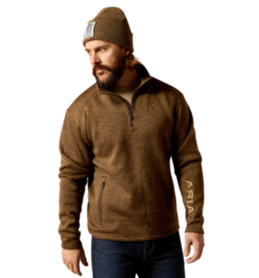 ARIAT MENS CALDWELL LOGO 1/4 ZIP SWEATER