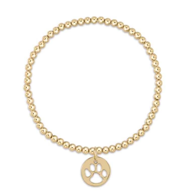 E NEWTON CLASSIC GOLD 3 MM BEAD BRACELET PAW PRINT GOLD DISC