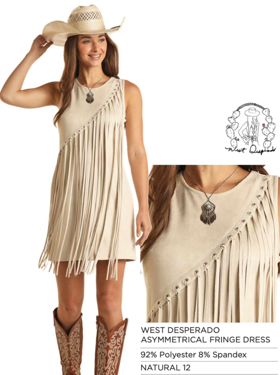 ROCK& ROLL DENIM ASYMMETRICAL FRINGE DRESS