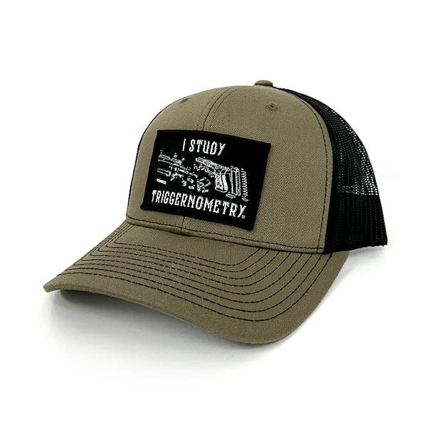 Shield Republic LLC - I Study Triggernometry Woven Patch Hat: Curved Bill Snapback / Camo And Black