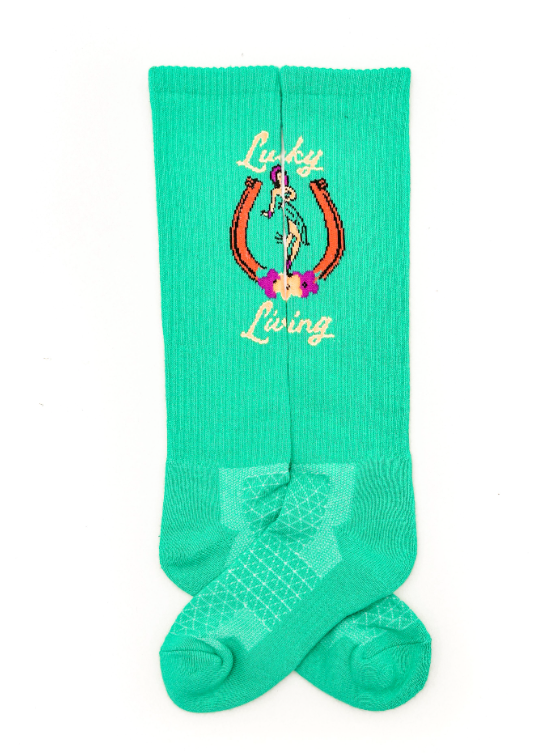 Lucky Chuck - Lucky Living Island Cowgirl Turquiose Performance Socks