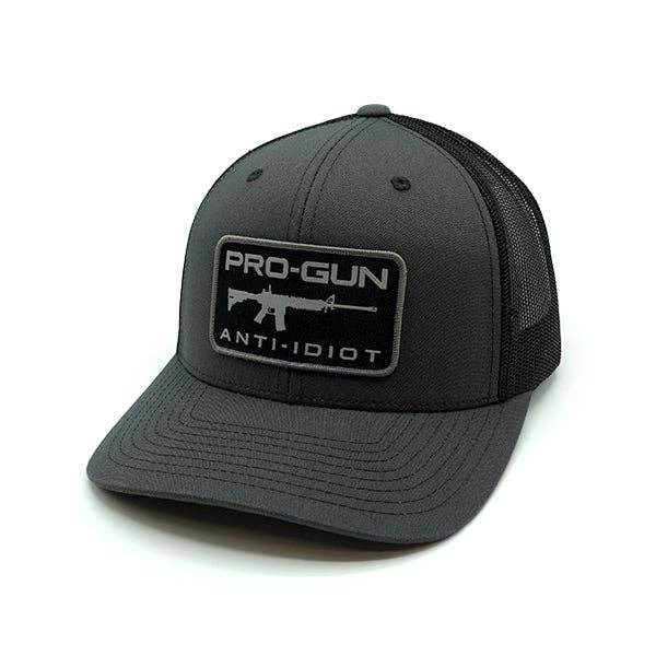 Shield Republic LLC - Pro Gun Anti Idiot Woven Patch Hat: Curved Bill Snapback / Black