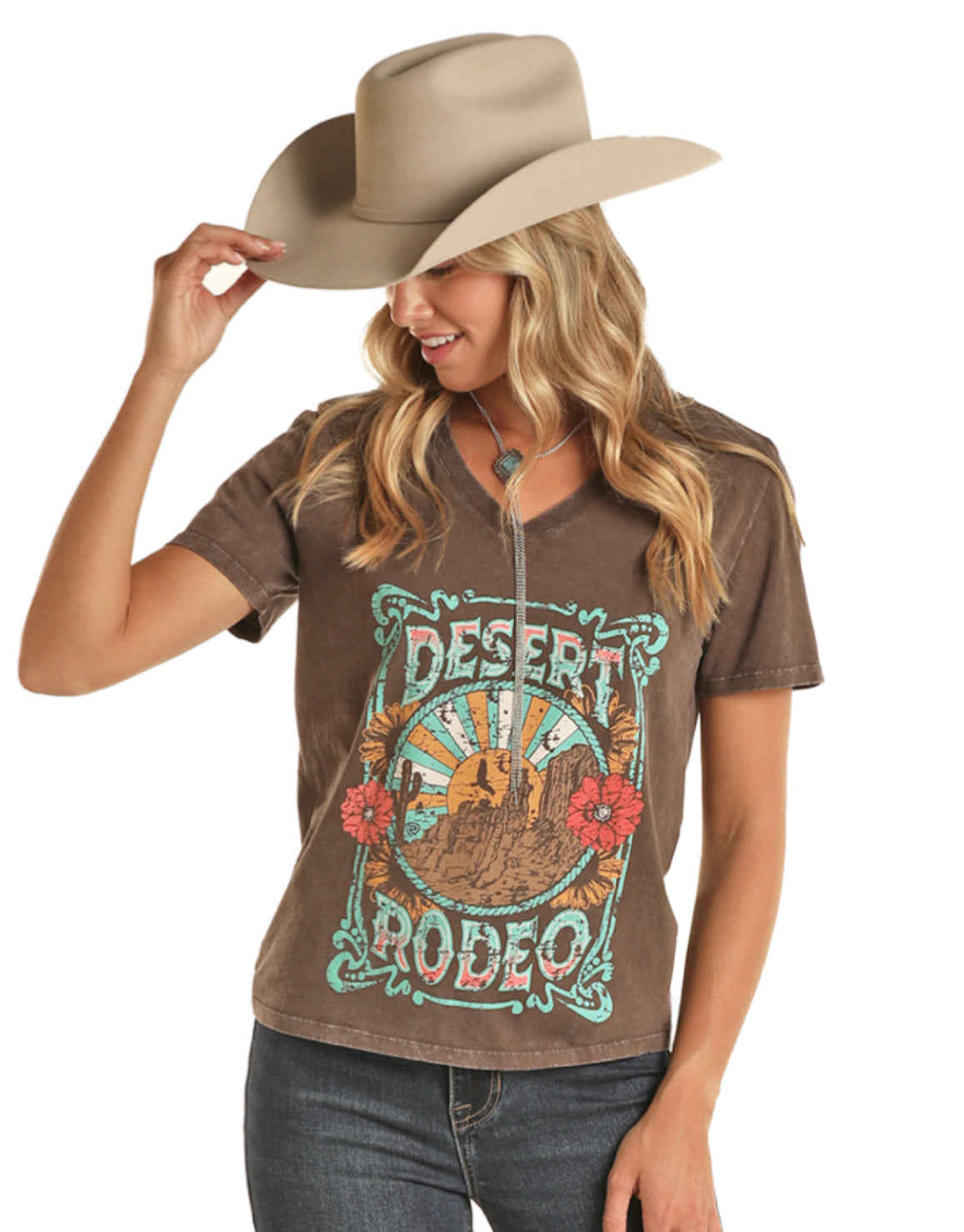 ROCK&ROLL DENIM DESERT RODEO GRAPHIC TEE