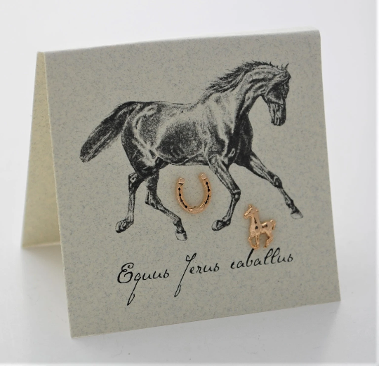 Semaki & Bird - Horse & Horseshoe Stud Earrings gold Natural History