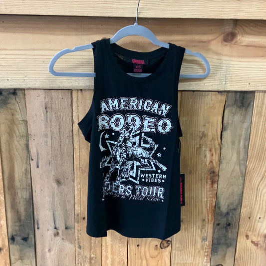 ROCK&ROLL DENIM GRAPHIC TANK IN BLACK